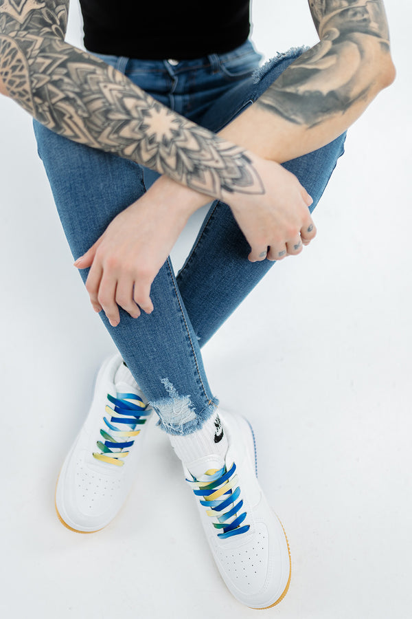 Sneakers Λευκά με Πολύχρωμο Πάτο