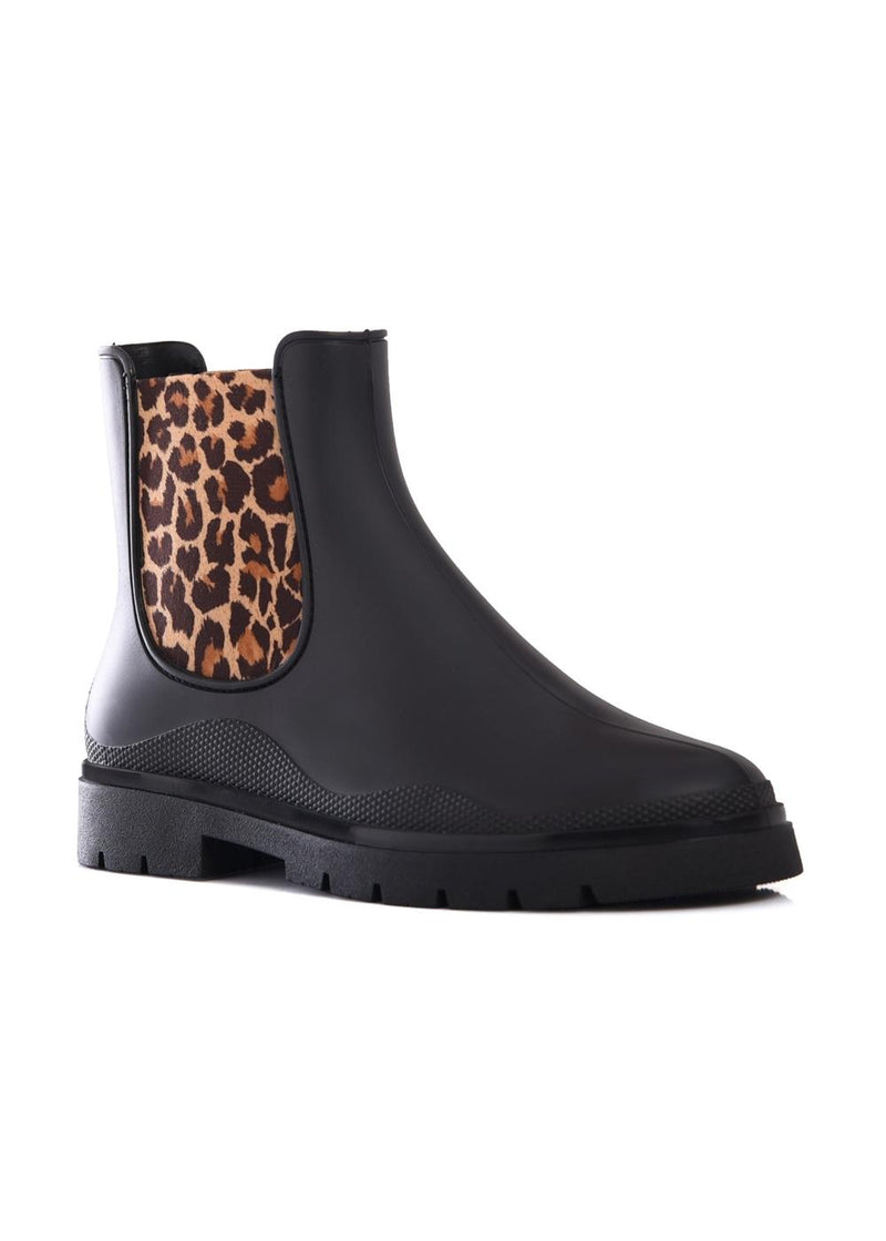 Rain Boots Black - Leopard by Ateneo